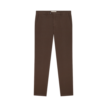 Brown Cotton/Tencel Twill Chinos
