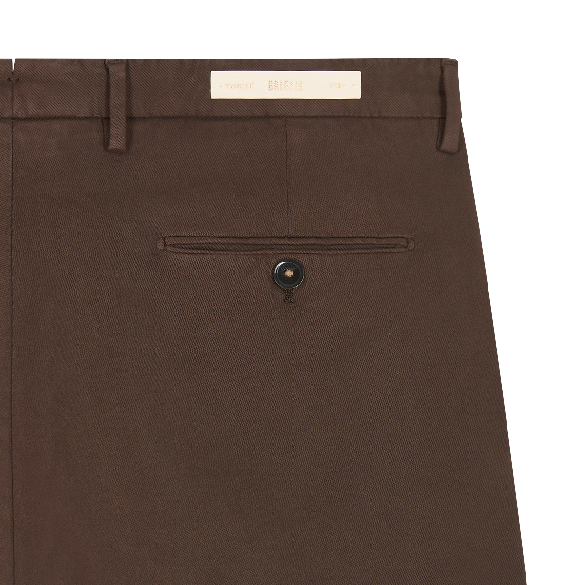 Brown Cotton/Tencel Twill Chinos
