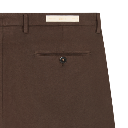 Brown Cotton/Tencel Twill Chinos