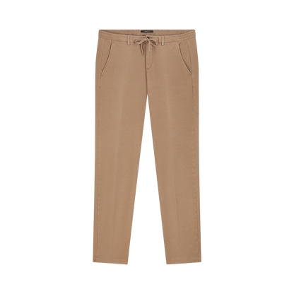 Sand Cotton Blend Drawstring Trousers
