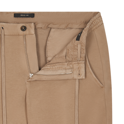 Sand Cotton Blend Drawstring Trousers