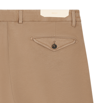 Sand Cotton Blend Drawstring Trousers