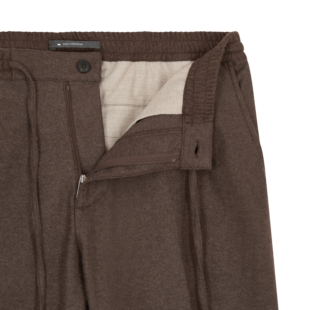 Brown Cashmere Flannel Drawstring Trouser