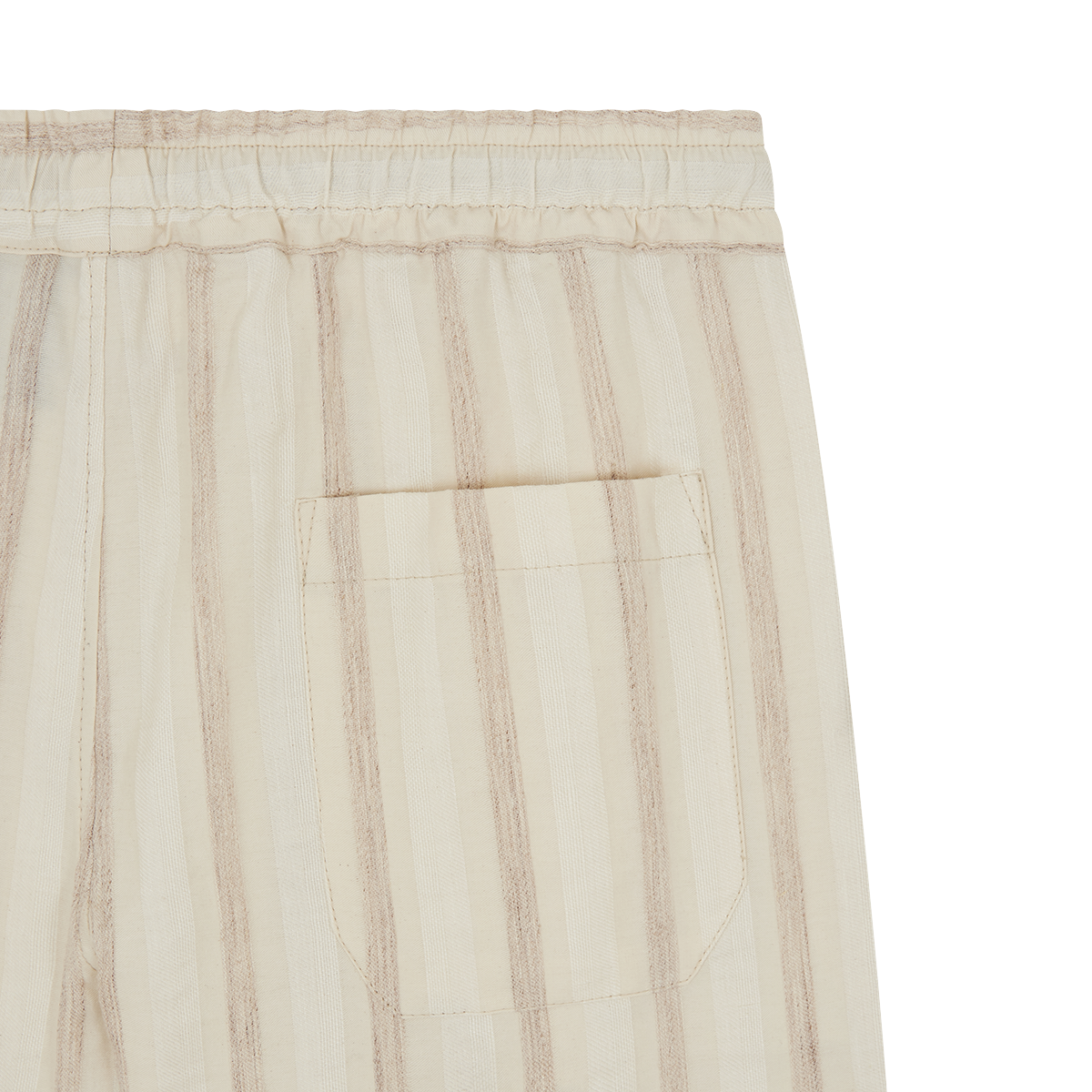 Cream Striped Linen Drawstring Trousers