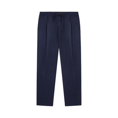Navy Cashmere Flannel Drawstring Trouser