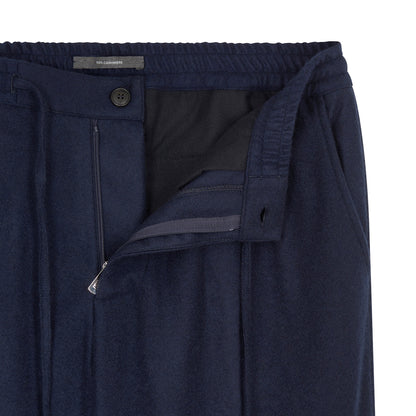 Navy Cashmere Flannel Drawstring Trouser