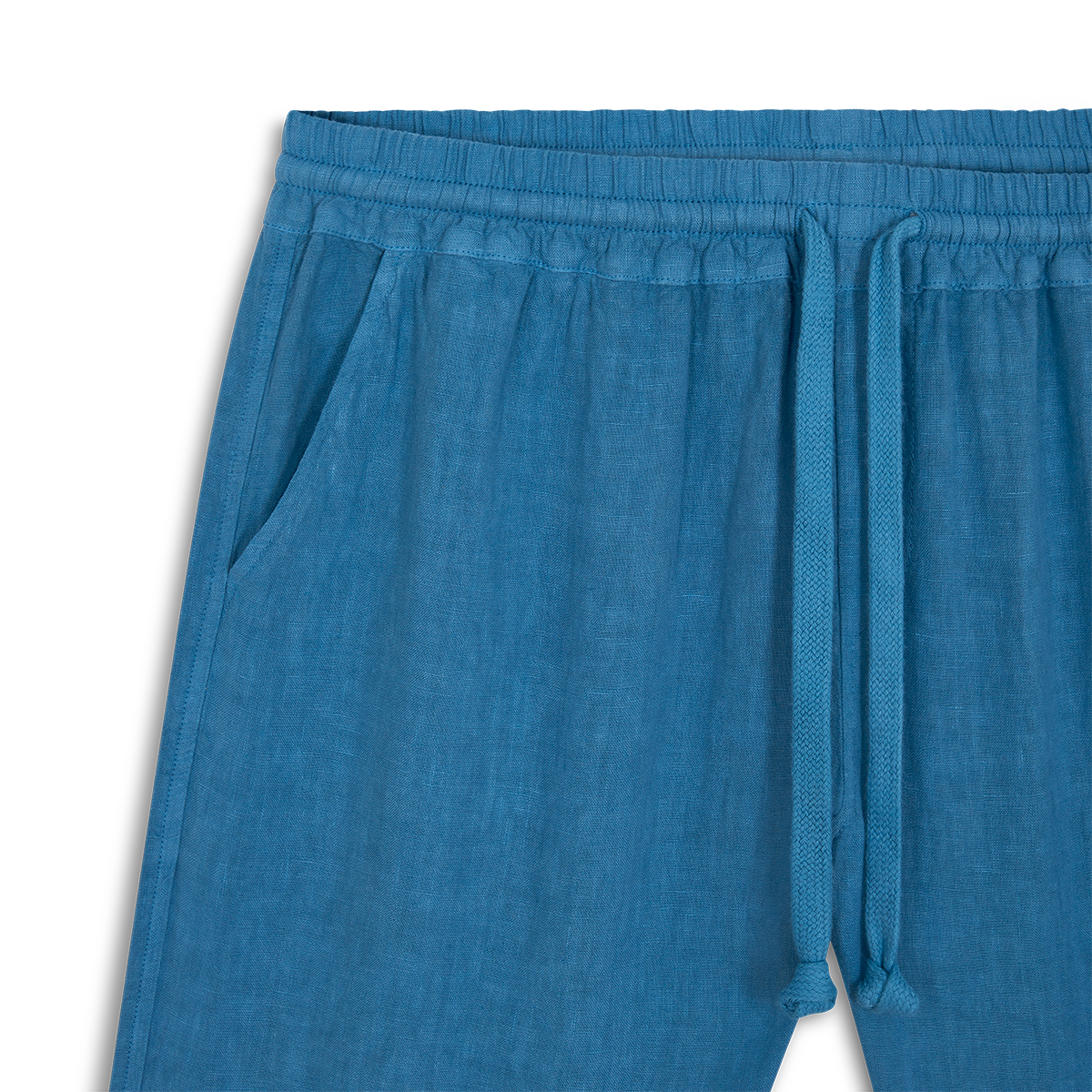 Dusty Blue Linen Drawstring Trousers