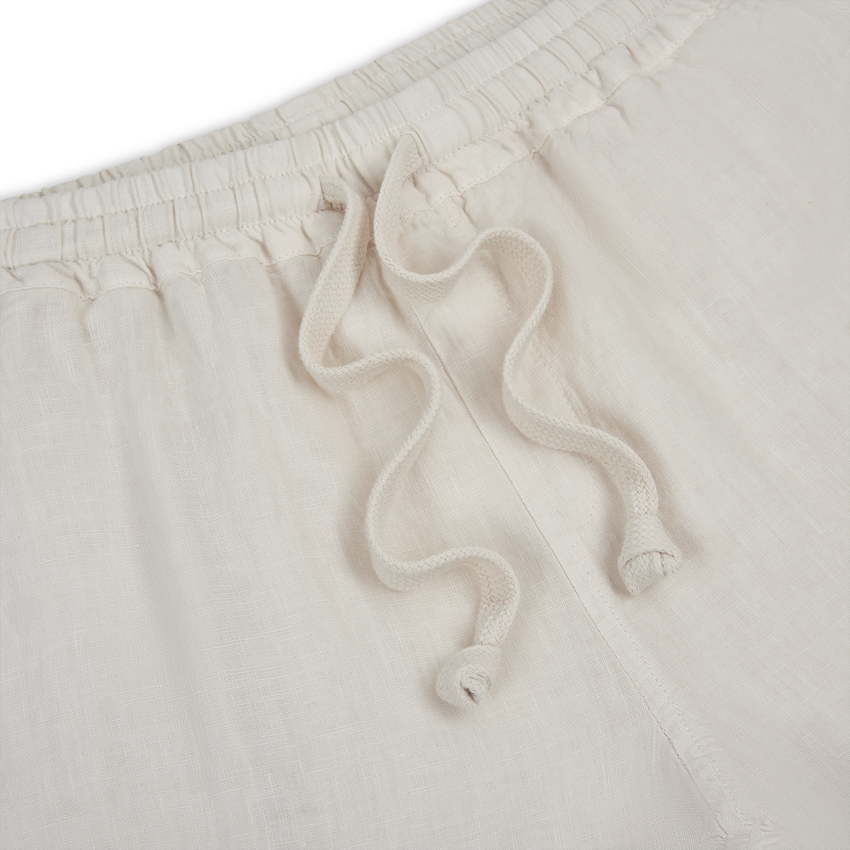 Off White Linen Drawstring Trousers