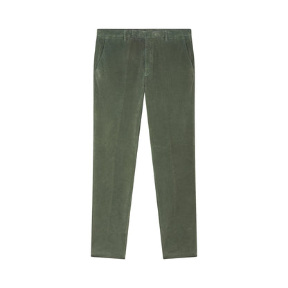 Green Stretch Cotton Corduroy Trousers
