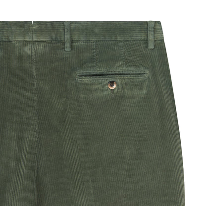 Green Stretch Cotton Corduroy Trousers