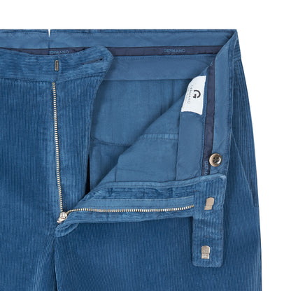 Blue Stretch Cotton Corduroy Trousers