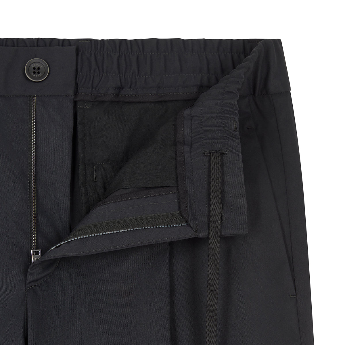 Black Nylon Stretch Drawstring Trousers