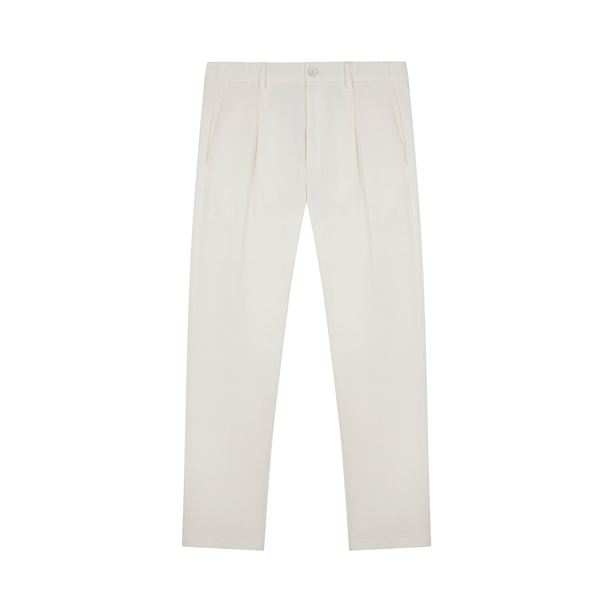 White Nylon Stretch Drawstring Trousers