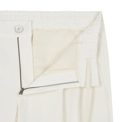 White Nylon Stretch Drawstring Trousers