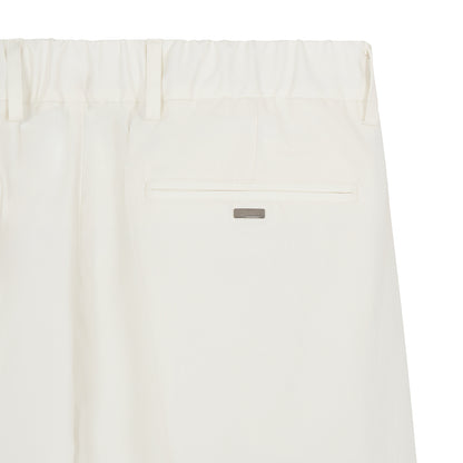 White Nylon Stretch Drawstring Trousers