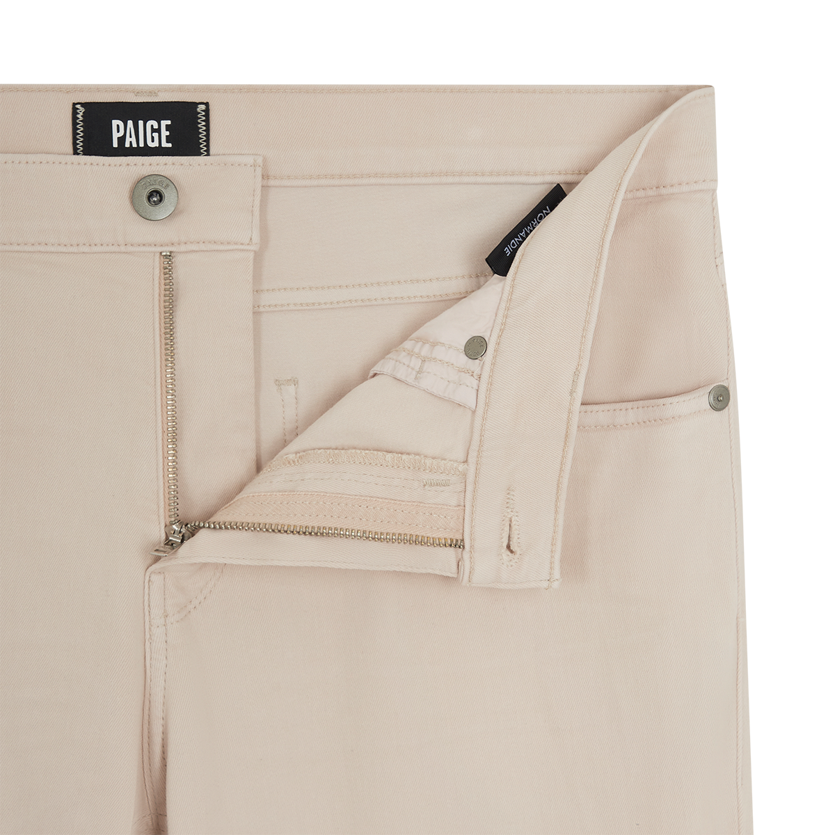 Seashell Ecru Cotton Transcend Normandie Straight Leg Jeans