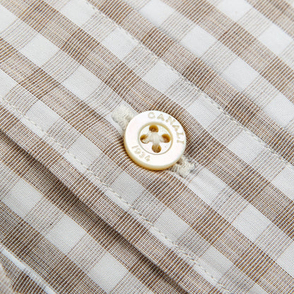 Canali Beige Checked Cotton BD Shirt Button