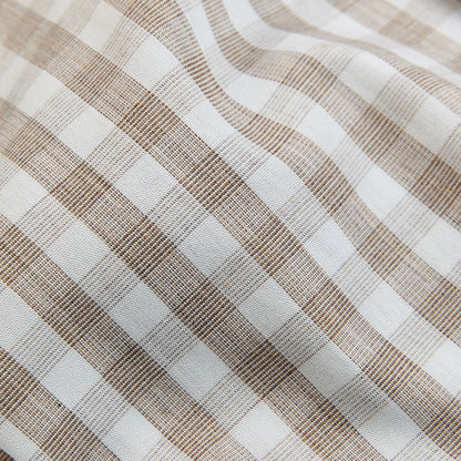 Canali Beige Checked Cotton BD Shirt Fabric