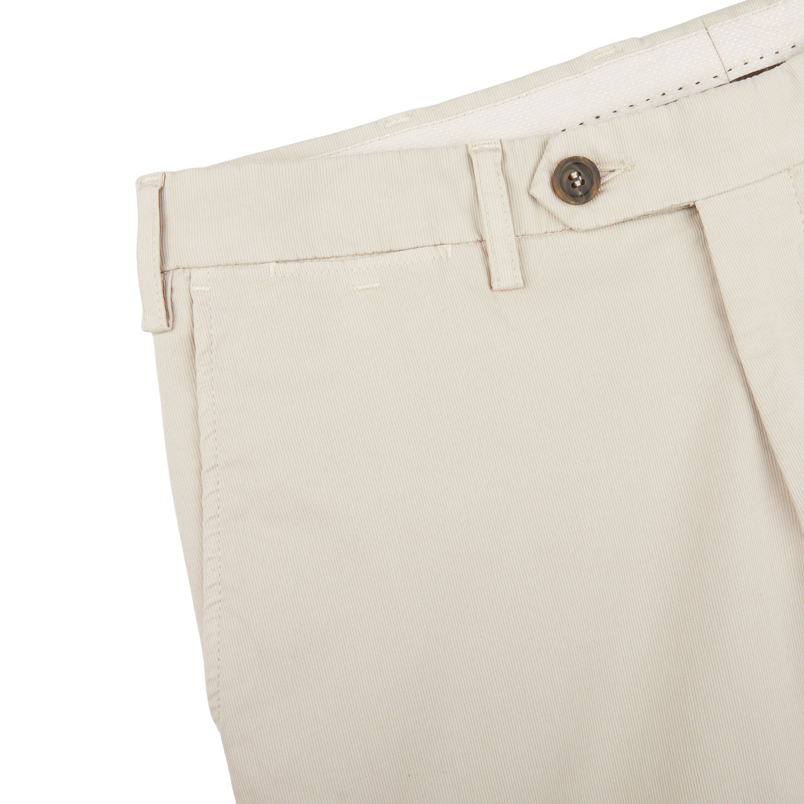 Canali Beige Cotton Stretch Flat Front Chinos Edge