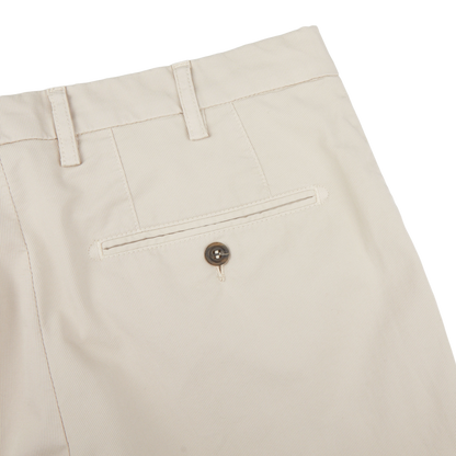 Canali Beige Cotton Stretch Flat Front Chinos Pocket