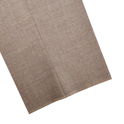 Canali Beige Grey Wool Stretch Flat Front Trousers Cuff