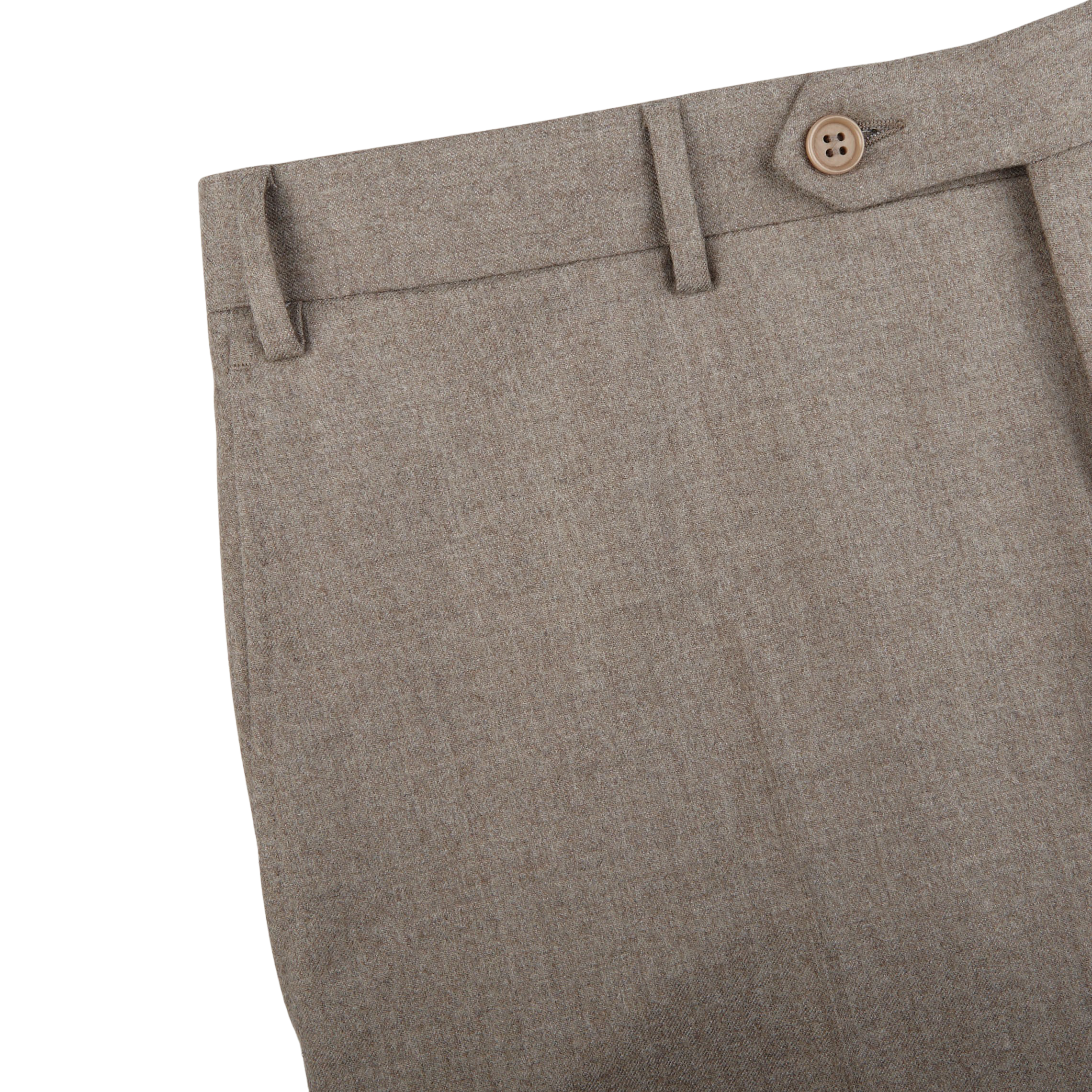Canali Beige Wool Flannel Flat Front Trousers Edge