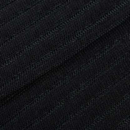Canali Black Grey Ribbed Cotton Vanisee Socks Fabric