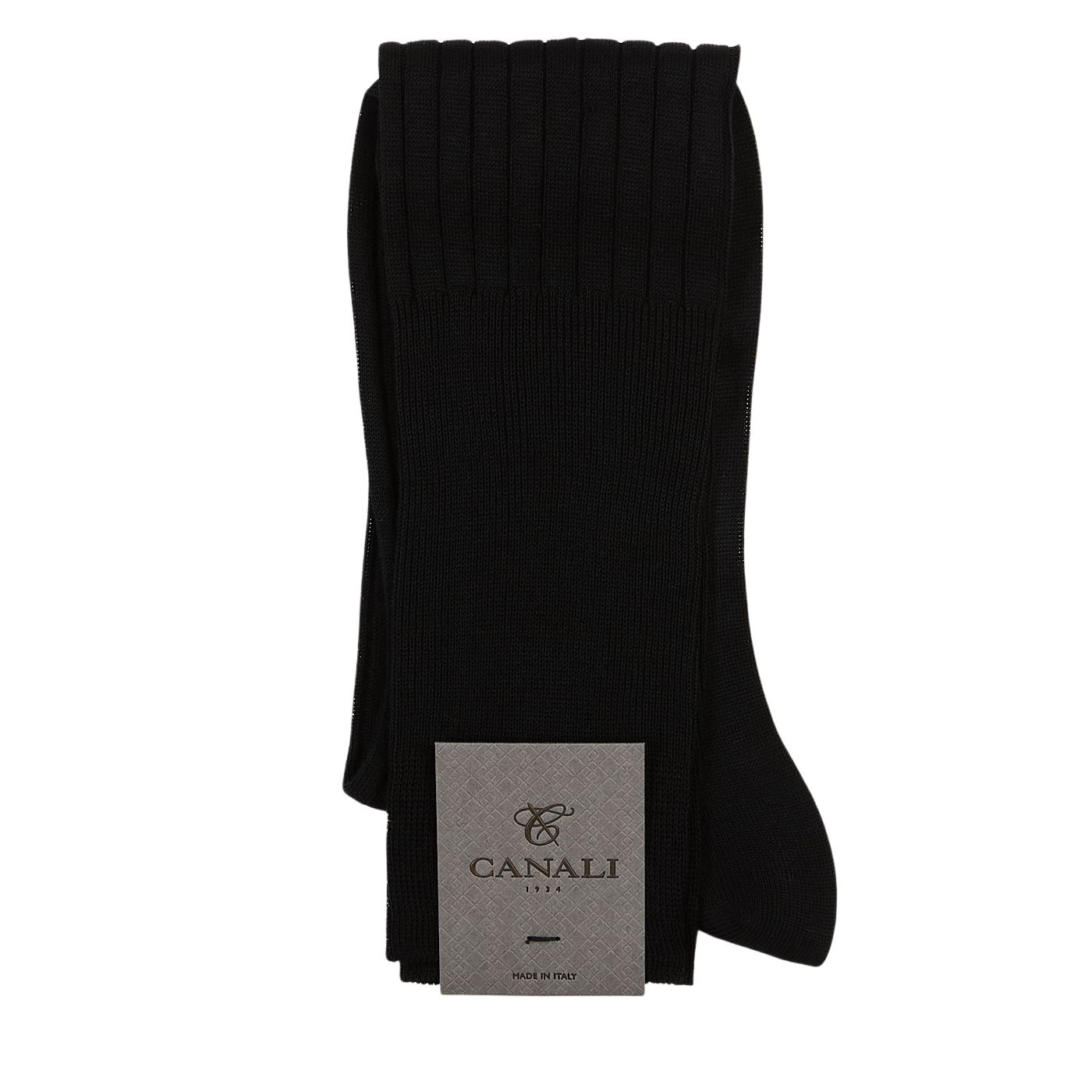 Black Knee Length Ribbed Cotton Socks