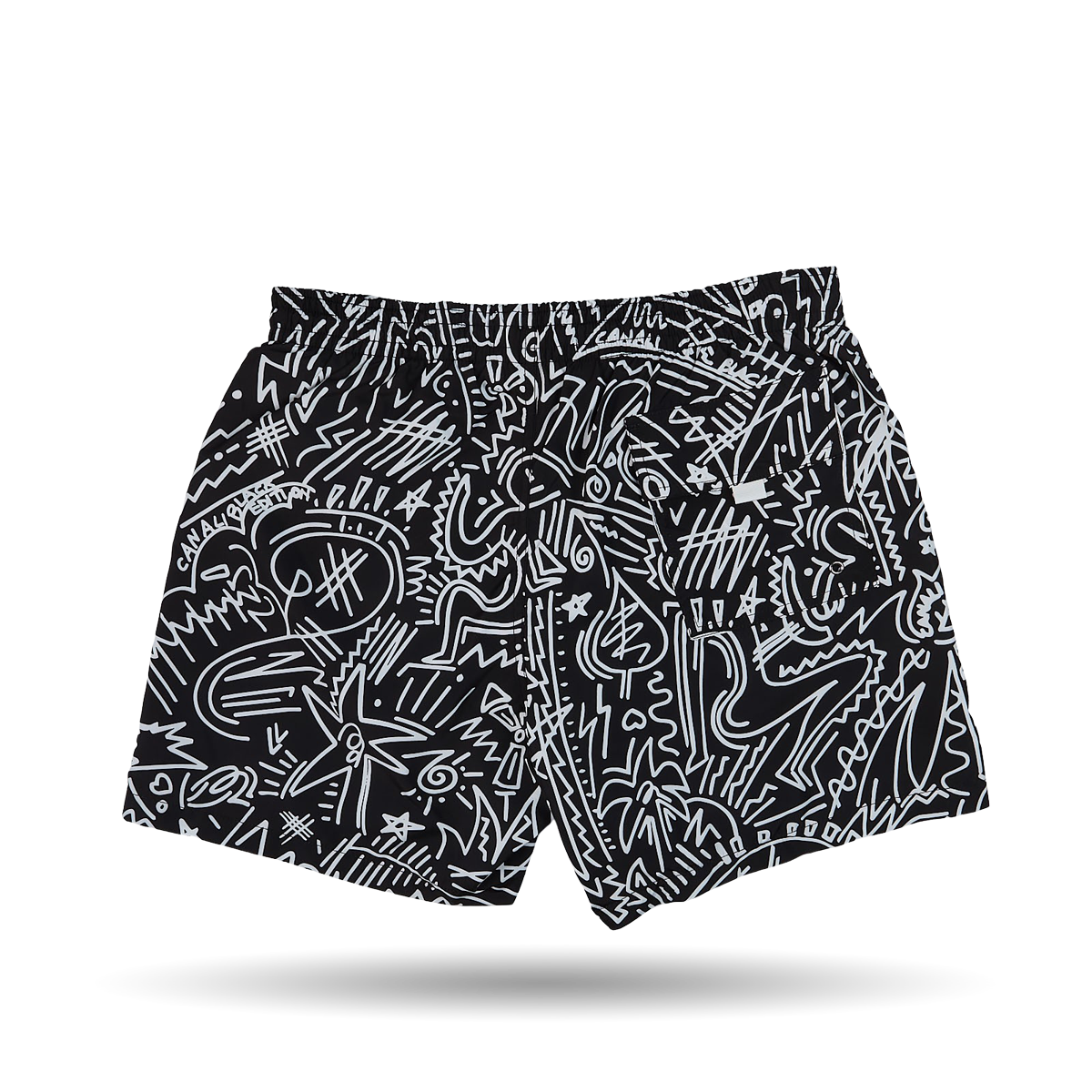 Canali Black Printed Microfiber Swimshorts Back