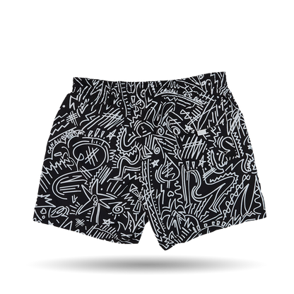 Canali Black Printed Microfiber Swimshorts Back