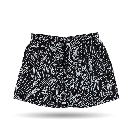 Canali Black Printed Microfiber Swimshorts Front