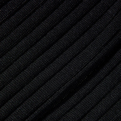 Black Knee Length Ribbed Cotton Socks