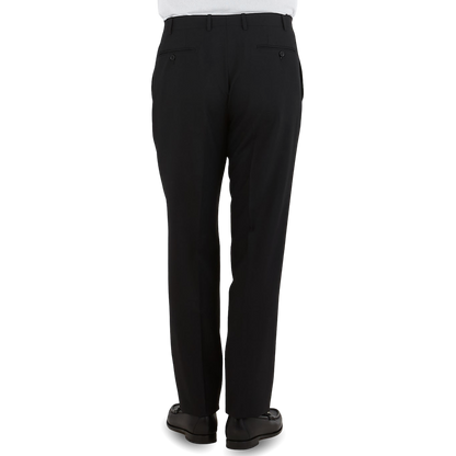 Canali Black Tropical Wool Single Pleat Trousers Back