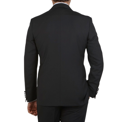 Canali Black Wool Peak Lapel Tuxedo Suit Back1