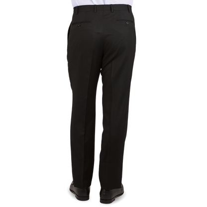Canali Black Wool Single Pleat Trousers Back