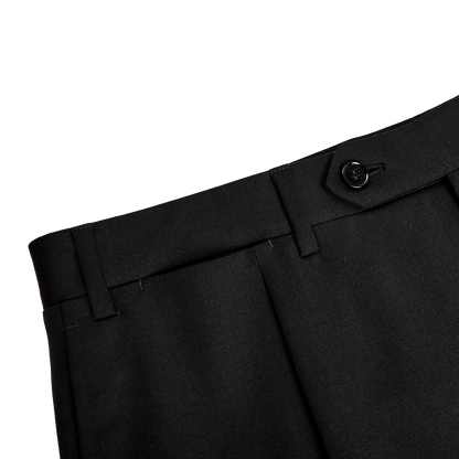 Canali Black Wool Single Pleat Trousers Edge