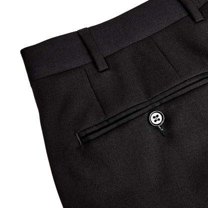 Canali Black Wool Single Pleat Trousers Pocket