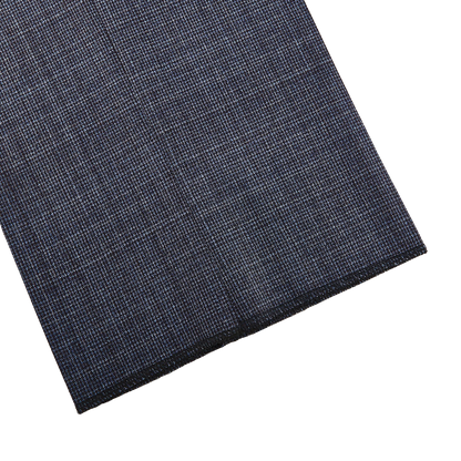 Canali Blue Houndstooth Wool Stretch Flat Front Trousers Cuff