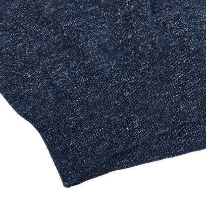 Canali Blue Melange Cotton Linen Polo Shirt Edge
