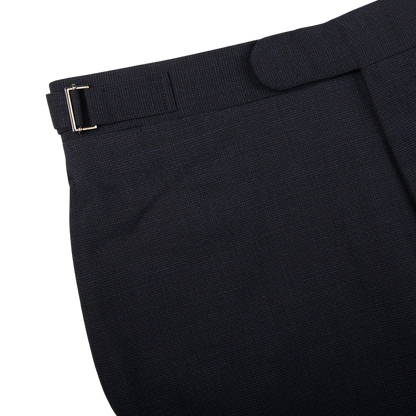 Canali Blue Melange Diagonal Wool Blend Trousers Edge