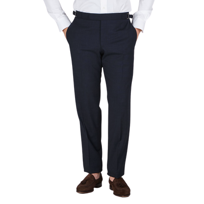 Canali Blue Melange Diagonal Wool Blend Trousers Front