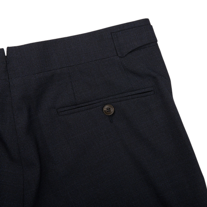 Canali Blue Melange Diagonal Wool Blend Trousers Pocket