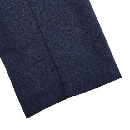 Canali Blue Melange Washable Wool Trousers Cuff