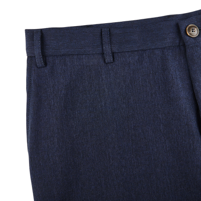 Canali Blue Melange Washable Wool Trousers Edge