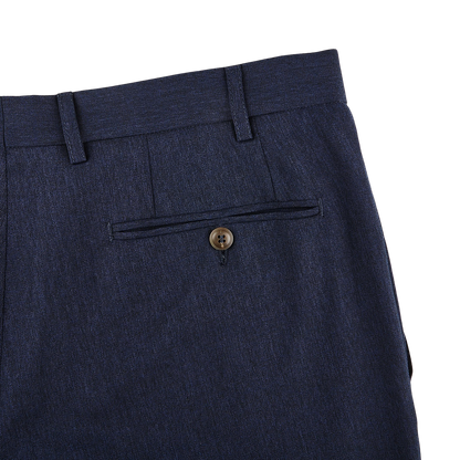 Canali Blue Melange Washable Wool Trousers Pocket