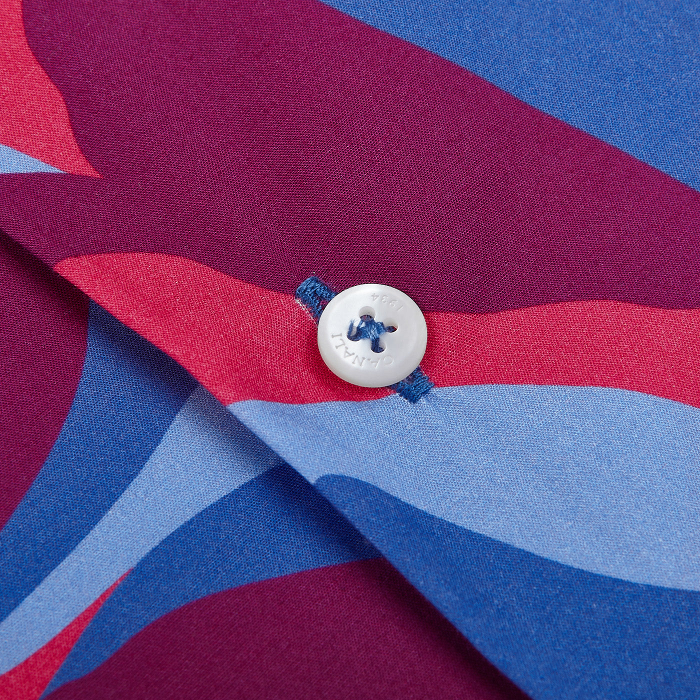 Canali Blue Printed Cotton Black Edition Shirt Button