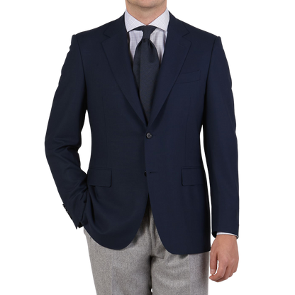 Canali Blue Wool Hopsack Travel Blazer Front1