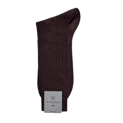 Brown Ribbed Cotton Socks