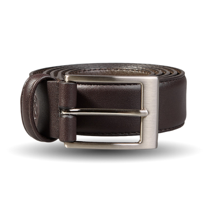 A timeless Canali Brown Matt Calf Leather 35mm Belt with a metal buckle.