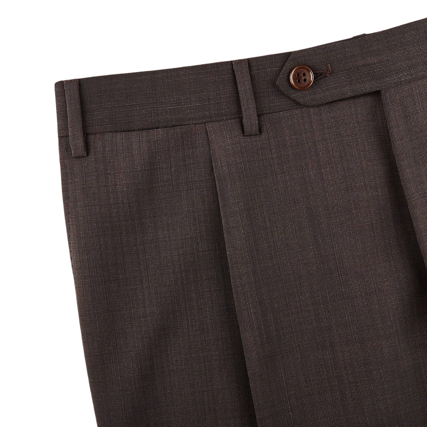Canali Brown Melange Travel Wool Single Pleat Trousers Edge